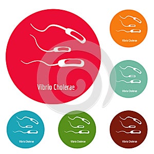 Vibrio Cholerae icons circle set vector