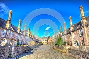 Vicars Close by Wells Cathedral Somerset England uk in colourful hdr