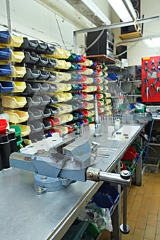 Vice on a metal workbench