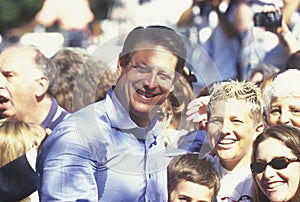 Vice President Al Gore campaigns for the Democratic presidential nomination at Lakewood Park in Sunnyvale, California