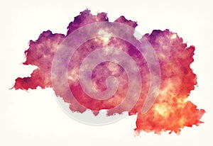 Vicebsk region watercolor map of Belarus