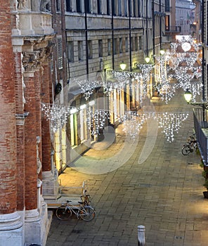 Vicenza with Christmas lights in Italy