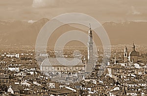 VICENZA city in Italy with Sepia Effect and the famous monument