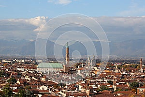 VICENZA city in Italy with Sepia Effect and the famous monument