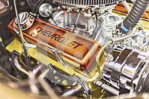 Chromed Engine on Vintage Chevy Pickup