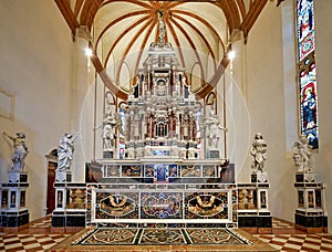 Vicenza, Veneto, Italy. Santa Corona is a Gothic-style, Roman Catholic church