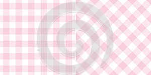 Vichy check pattern in pastel pink and white. Vector design for spring summer tablecloth, oilcloth, picnic blanket, dress, skirt. photo