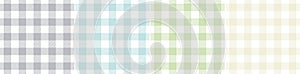 Vichy check pattern set in nature colors grey, green, blue, white. Gingham seamless spring summer vector for tablecloth, oilcloth. photo