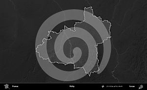 Vichy highlighted, France. Grayscale