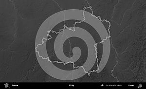 Vichy outlined, France. Grayscale