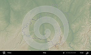 Vichy outlined, France. Physical