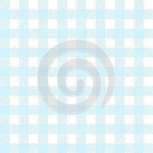 Vichy pattern in baby blue. Seamless gingham textured striped pastel light check graphic vector for tablecloth, shirt, oilcloth. photo