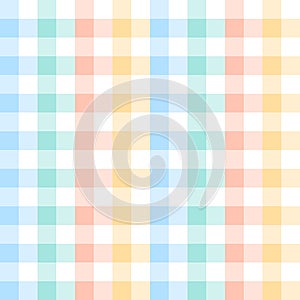 Vichy pattern for gift paper in orange, yellow, blue, green, white. Pastel multicolored tartan check plaid for dress, skirt.