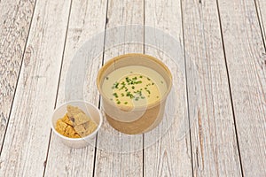 The vichyssoise is an internationally known soup is a traditional recipe photo