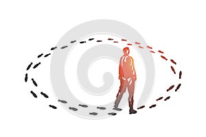 Vicious circle, monotony concept sketch. Hand drawn isolated vector