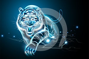 Vicious tiger with lightning effect photo