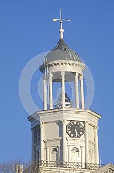 Vicksburg Old Courthouse clock tower on Mississippi River in Vicksburg, MS