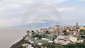 Vico Equense in Italy with the volcano Vesuvius in the background