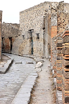 Vicolo del Lupanare in the ruins of Pompei, Italy