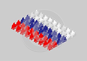 Victim people 3D isometric icon pictogram Russia national flag pattern blue and red color, Infographic population war sufferer