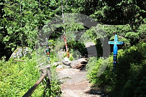 VictimÃÂ´s symbolic cemetery near of Popradske pleso lake in High, Tatras photo