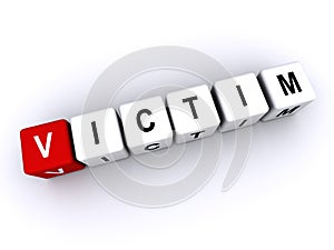 victim word block on white