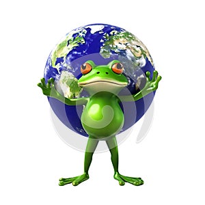 Victor illustration, Frog protecting the earth, Guardian of Green, The Frog\'s Vigil