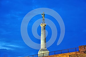 Victor monument at night