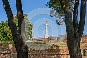 Victor monument, symbol of Belgrade, at Belgrade fortress, Kalemegdan in Serbia