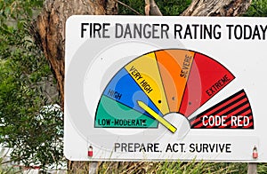 VICTORIA, AUSTRALIA - NOVEMBER 19, 2015: Fire Danger sign along