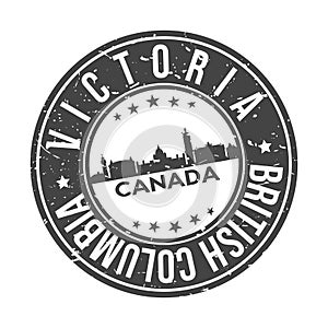 Victoria British Columbia Canada America Stamp. Logo Icon Symbol Design Skyline City Vector.