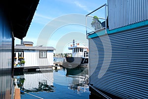 Victoria British Columbia, Canada Fisherman's wharf House Boat Homes float on Vancouver Island BC Boats and