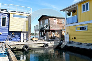 Victoria British Columbia, Canada Fisherman's wharf House Boat Homes float on Vancouver Island BC Boats and