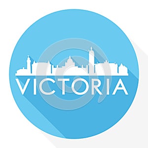 Victoria Canada America Round Icon Vector Art Flat Shadow Design Skyline City Silhouette Template Logo