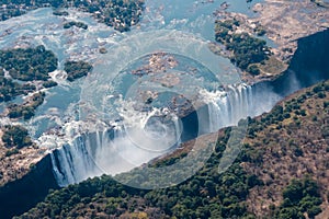 Victoria Falls Aerial View of Waterfall of Zambezi River