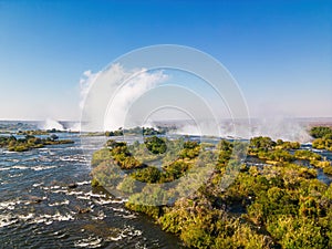 The Victoria Falls in an aerial view - Zambia, Zimbabwe