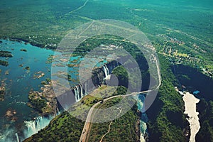 Victoria Falls from the air, Zimbabwe, Africa