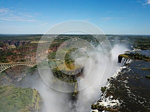 Victoria Falls at the Border of Zimbabwe and Zambia in Africa.