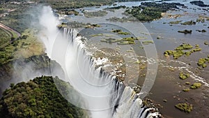 The Victoria Falls at the Border of Zimbabwe and Zambia in Africa. The Great Victoria Falls One of the Most Beautiful Wonders of t
