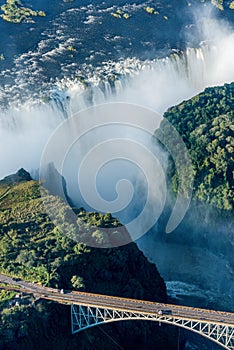 Victoria Falls bridge with falls in background photo
