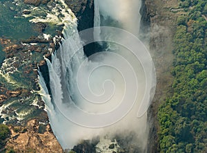 Victoria Falls at drought, aerial shot