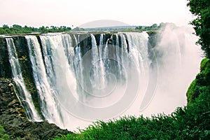 Victoria falls located on the border of Zambia and Zimbabwe, Africa