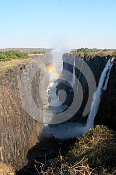 Victoria Falls With Rainbow