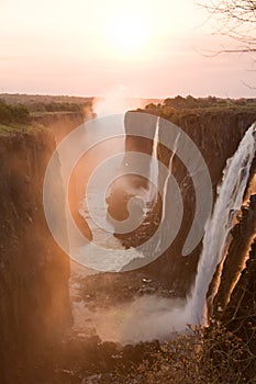 Victoria falls at sunset photo