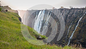 Victoria Falls sunset, Zambia side with zambezi river