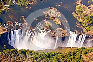 Victoria Falls, on Zambezi River, Zimbabwe and Zambia.