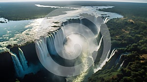 Victoria Falls, Zambia, Africa. Aerial view of the largest waterfall in the world.