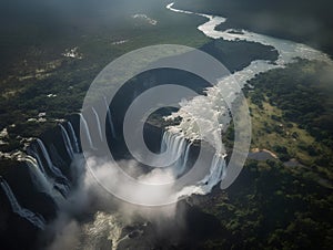 Victoria Falls in Zimbabwe, Africa. Aerial view of the Victoria Falls.