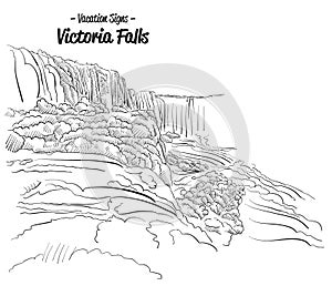 Victoria Falls Zimbabwe Landmark Sketch