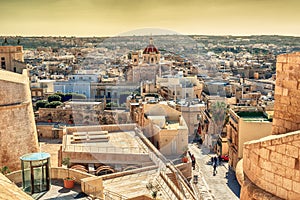 Victoria, Gozo island, Malta: aerial view from the Cittadella